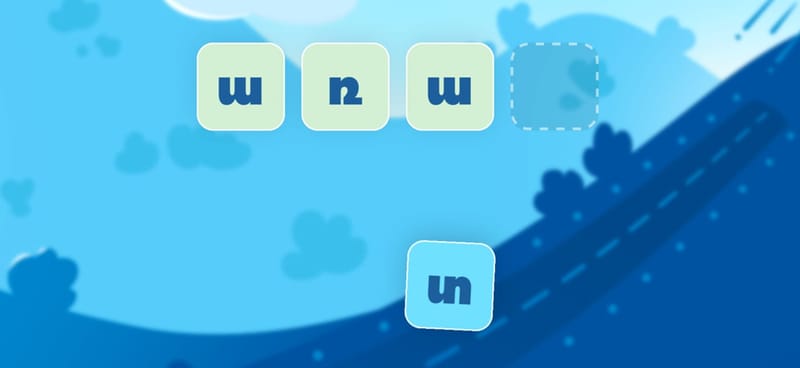 Letter tiles being dragged into place to spell an Armenian word