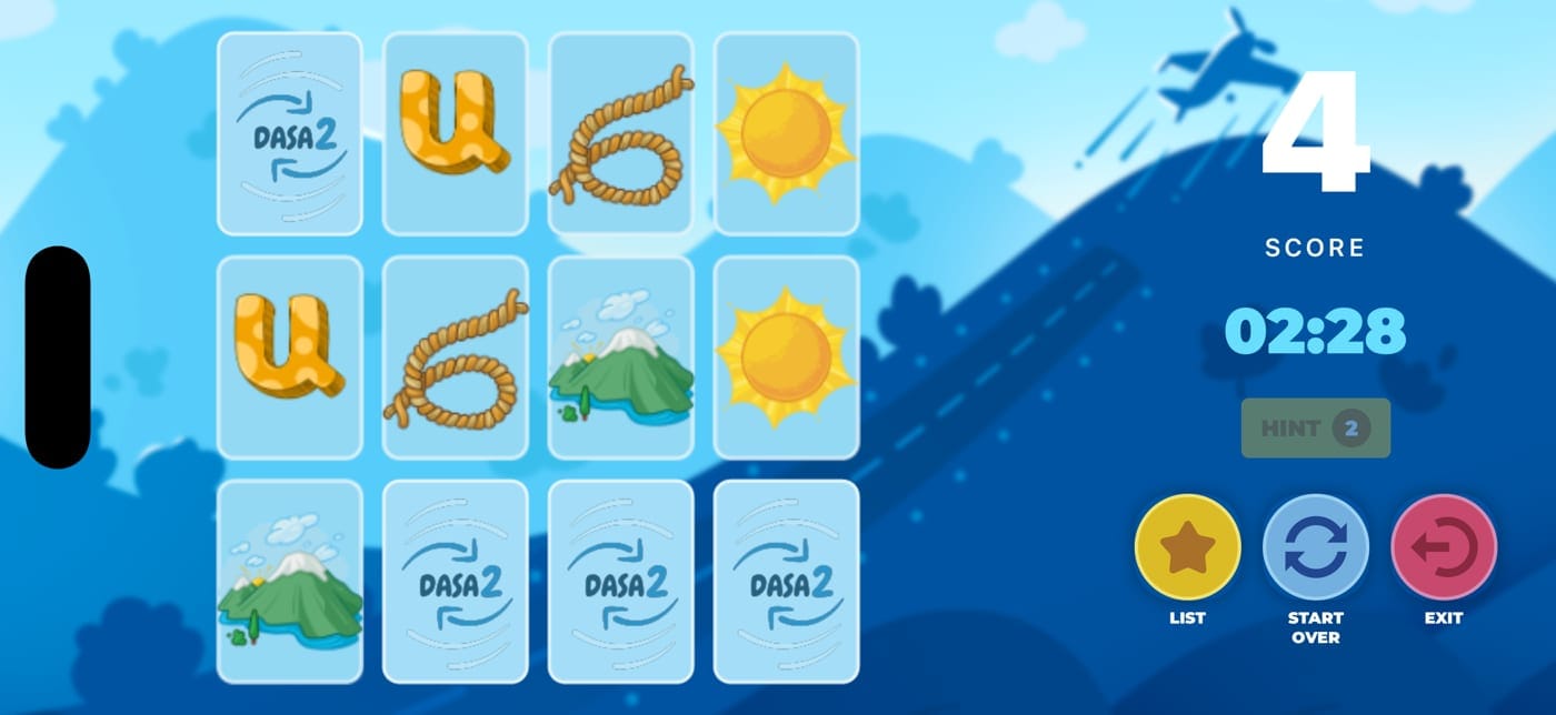A memory game matching Armenian letters with pictures