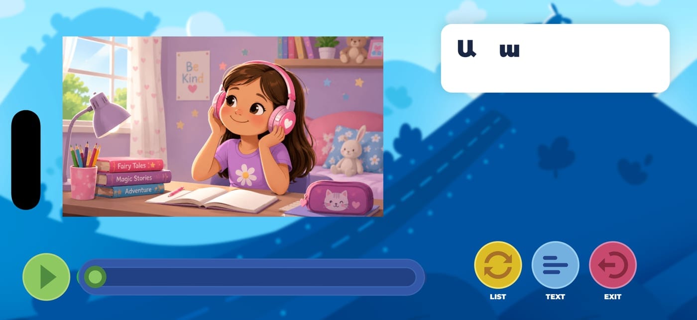 A listening exercise pairing a spoken Armenian word with its letters